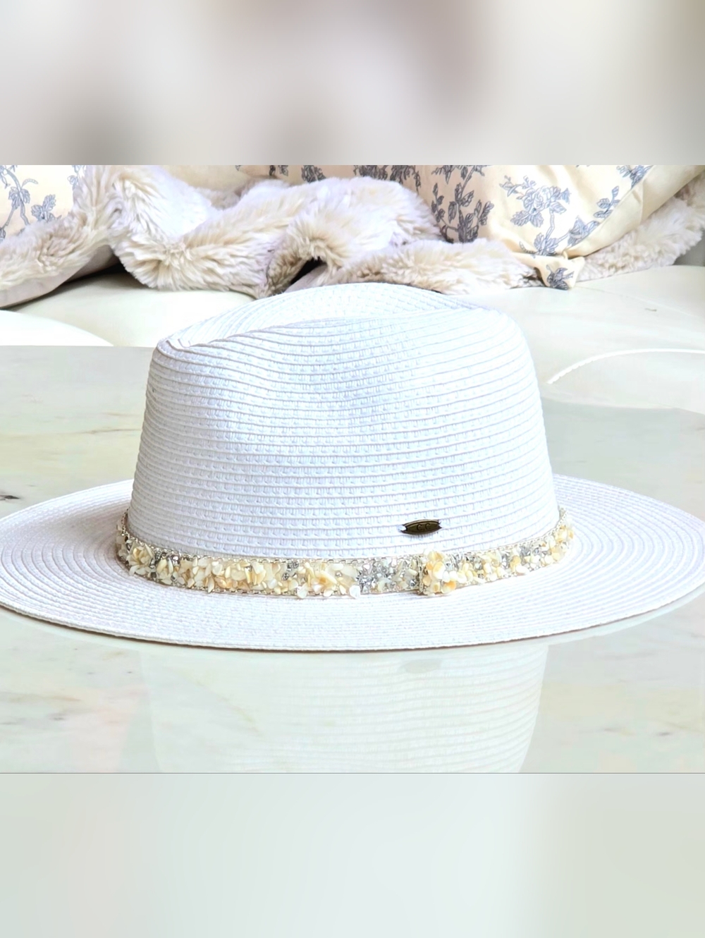 C.C. Exclusive White Hat With Crystal Sparkle Band